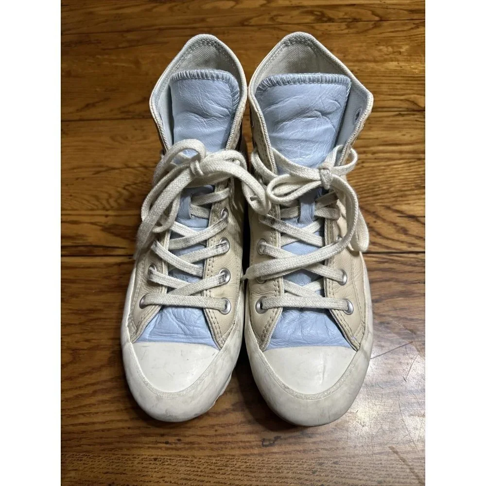 White Leather CONVERSE Chuck Taylor All Star Platform High Top Sneakers Lady 7